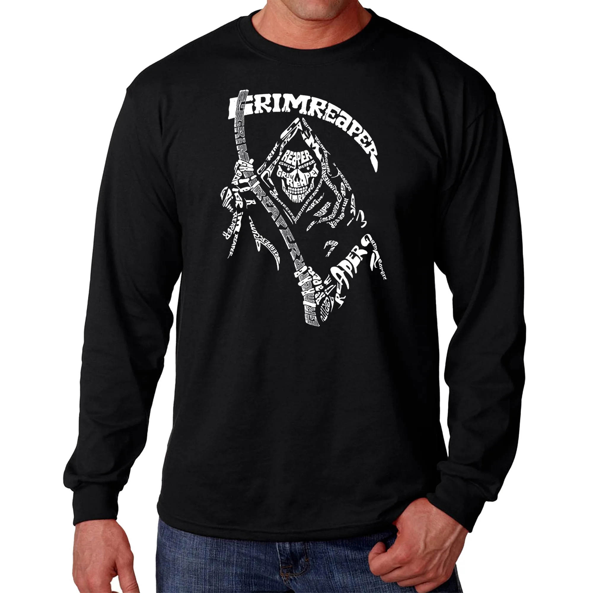 Grim Reaper - Men's Word Art Long Sleeve T-Shirt sold by LA Pop Art