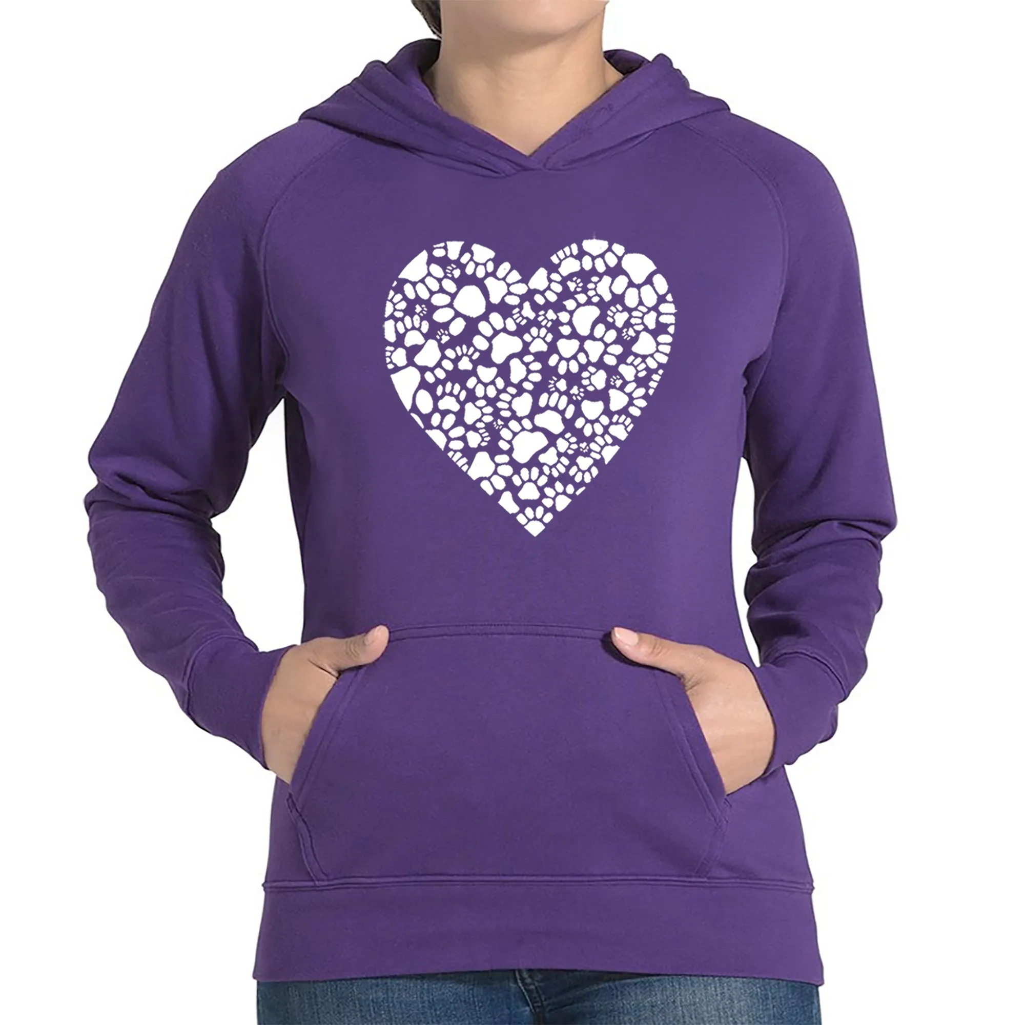 Paw Prints Heart - Women's Word Art Hooded Sweatshirt sold by LA Pop Art product image thumbnail 3