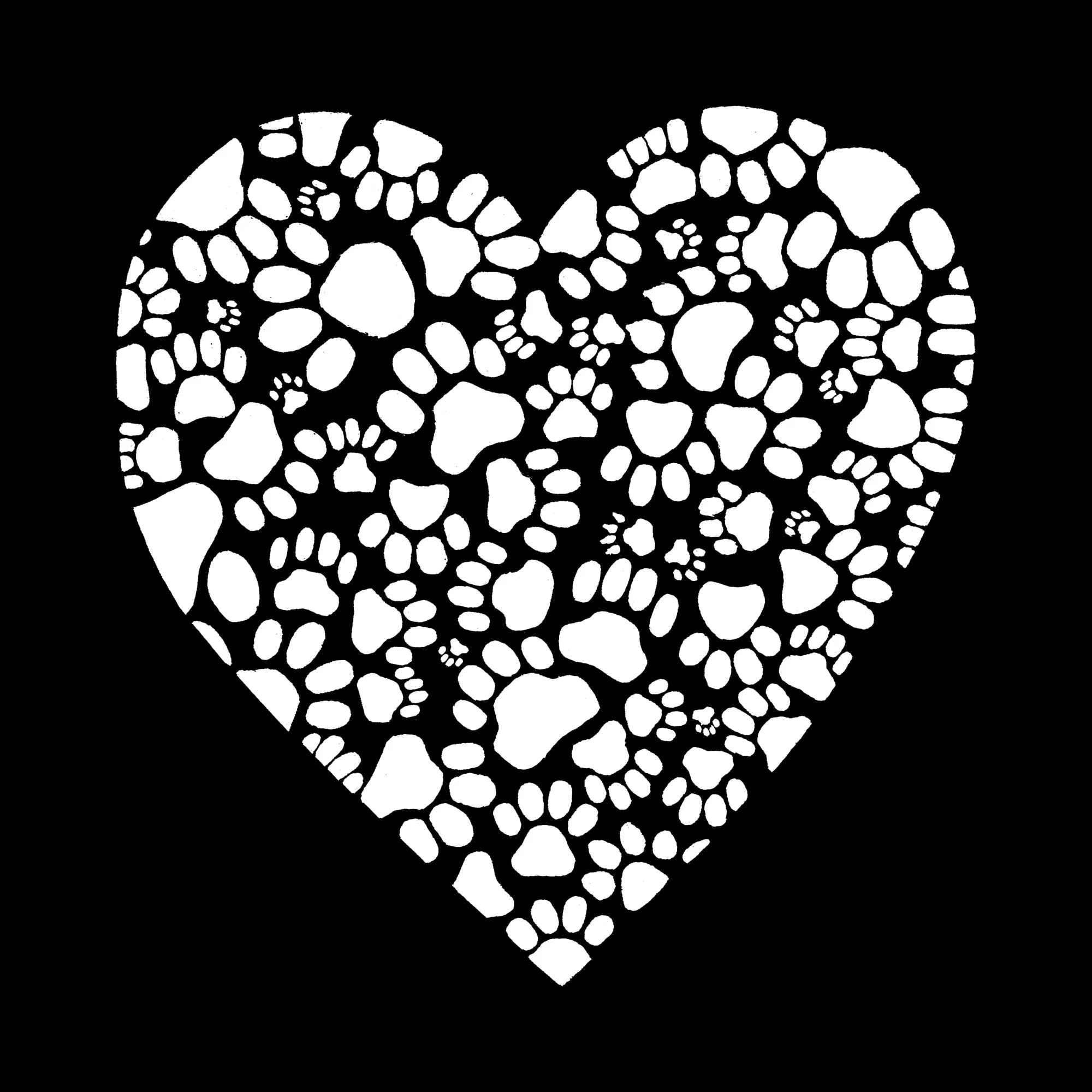 Paw Prints Heart - Women's Word Art Hooded Sweatshirt sold by LA Pop Art product image thumbnail 2