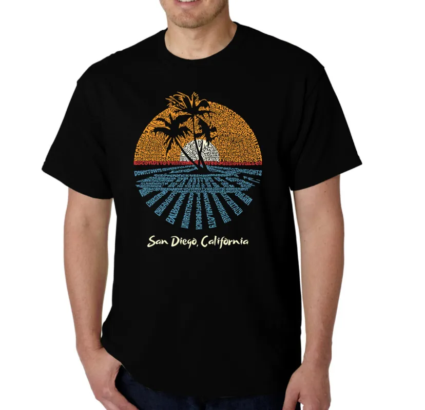 Cities In San Diego - Men's Word Art T-Shirt sold by LA Pop Art