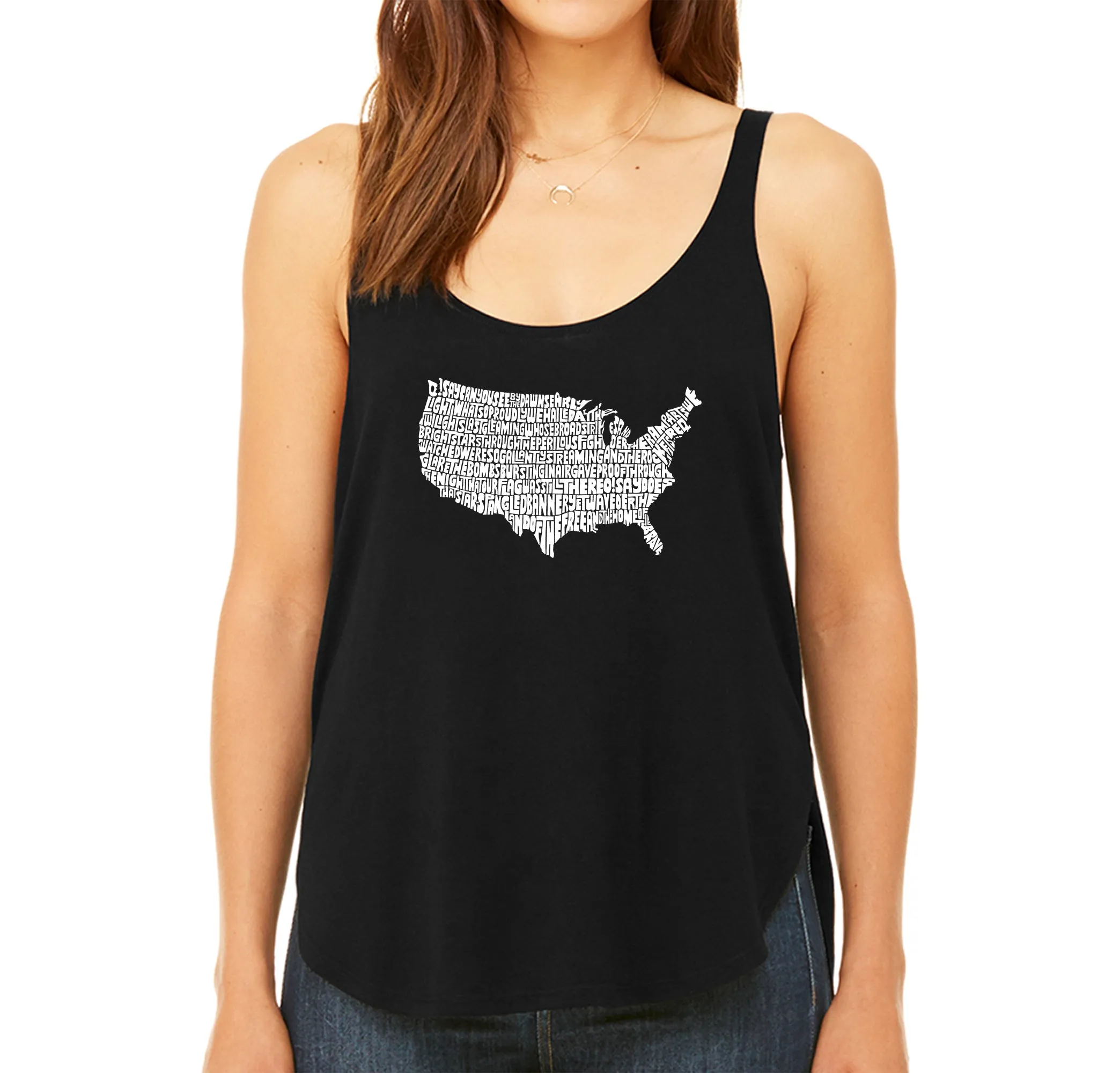 THE STAR SPANGLED BANNER - Women's Word Art Flowy Tank sold by LA Pop Art