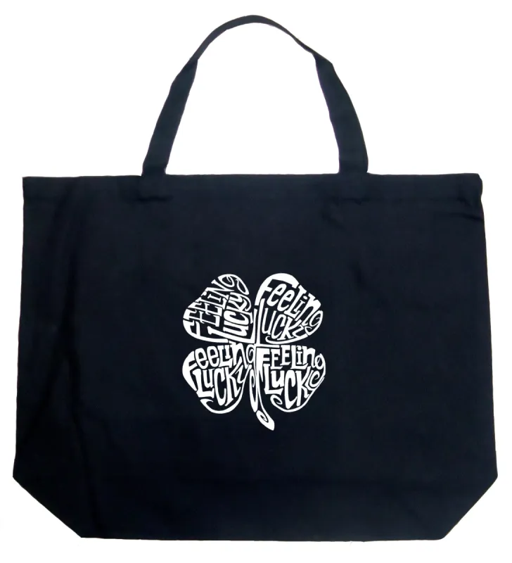 Feeling Lucky - Large Word Art Tote Bag sold by LA Pop Art