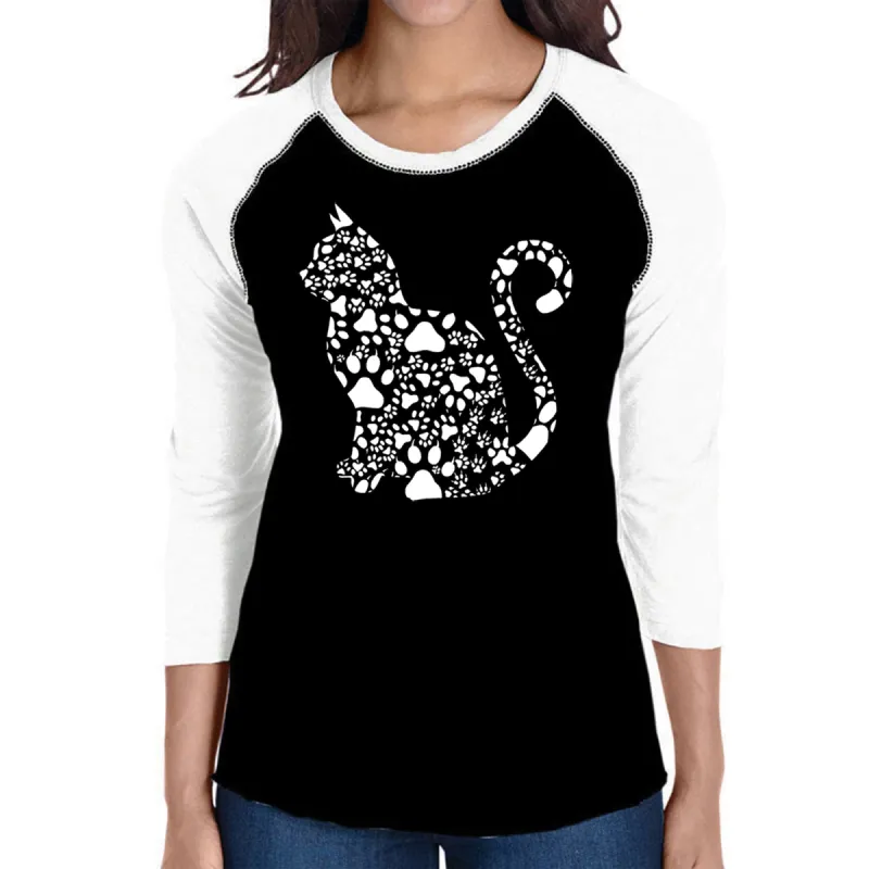 Cat Claws - Women's Raglan Word Art T-Shirt sold by LA Pop Art