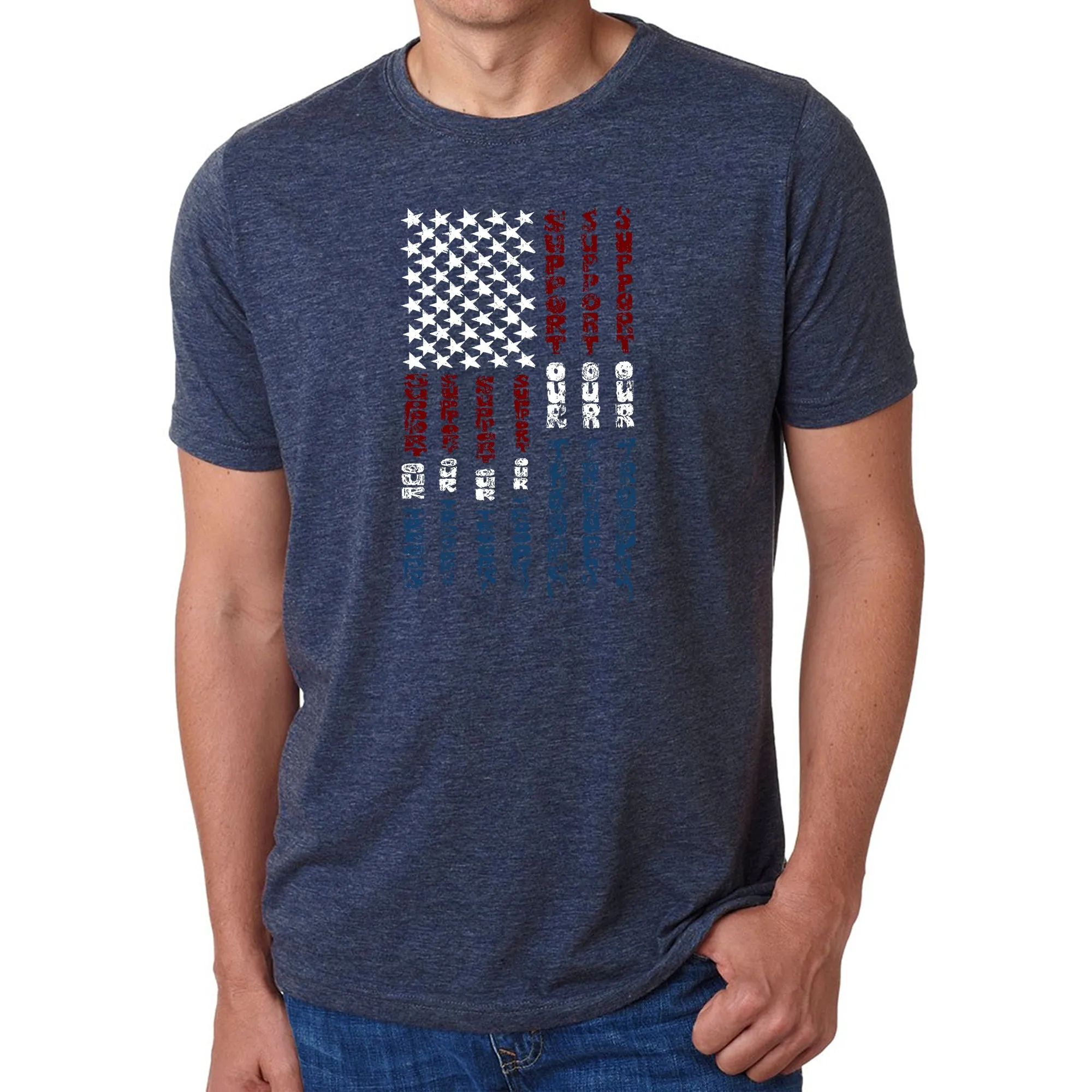 Support our Troops - Men's Premium Blend Word Art T-Shirt sold by LA Pop Art product image thumbnail 3