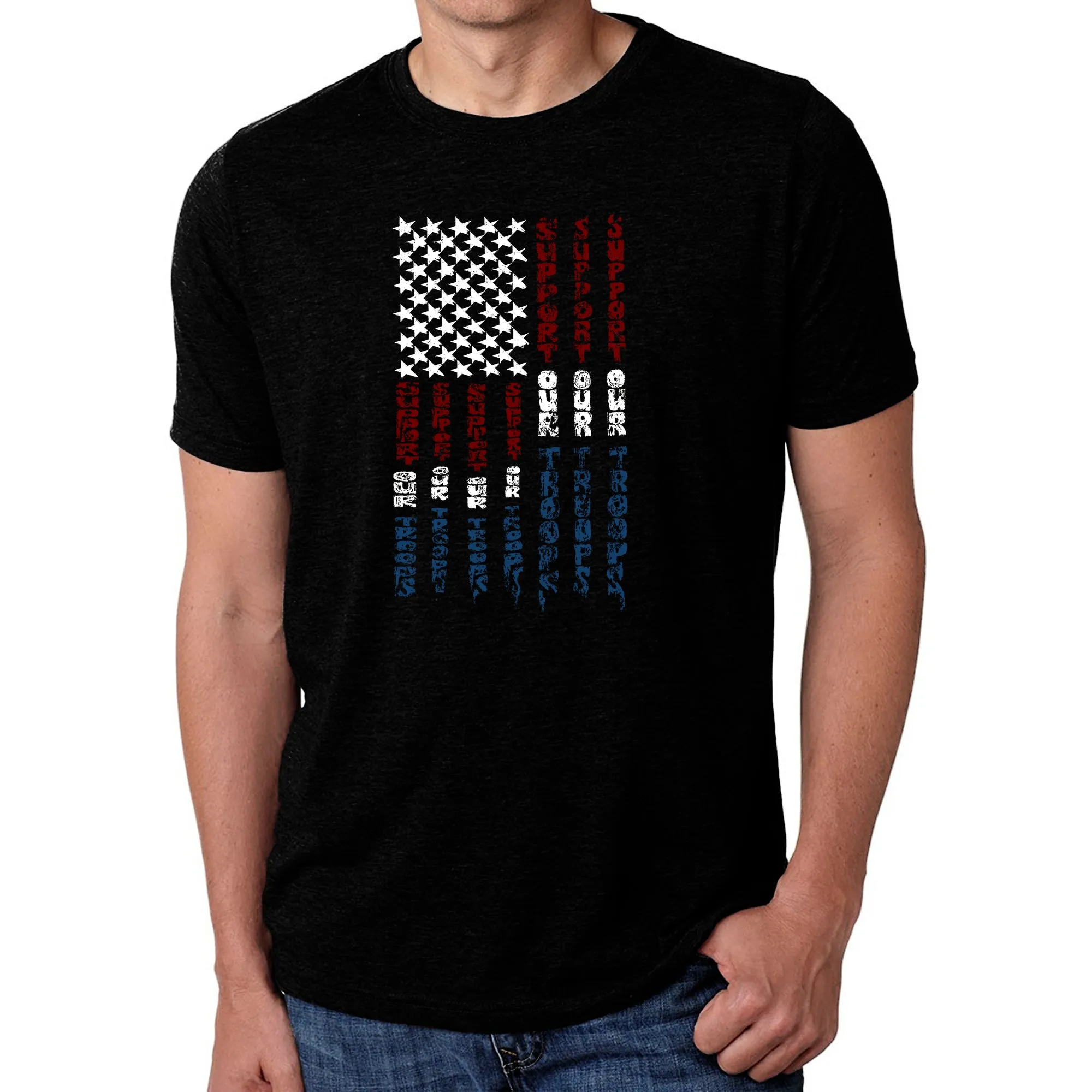 Support our Troops - Men's Premium Blend Word Art T-Shirt sold by LA Pop Art