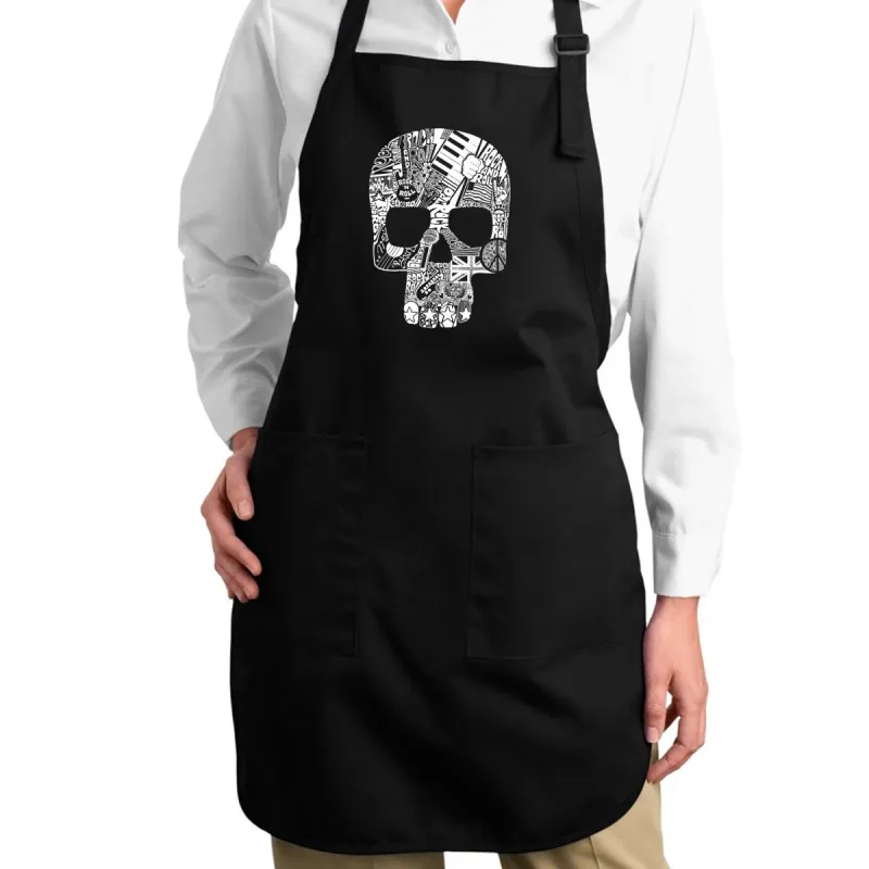Rock n Roll Skull - Full Length Word Art Apron sold by LA Pop Art