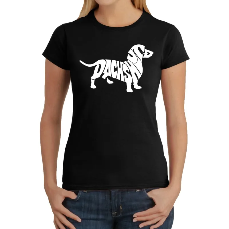 Dachshund  - Women's Word Art T-Shirt sold by LA Pop Art