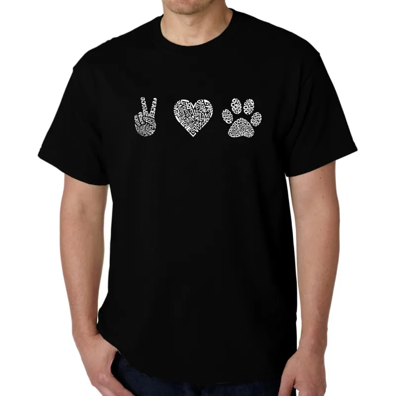Peace Love Dogs  - Men's Word Art T-Shirt sold by LA Pop Art