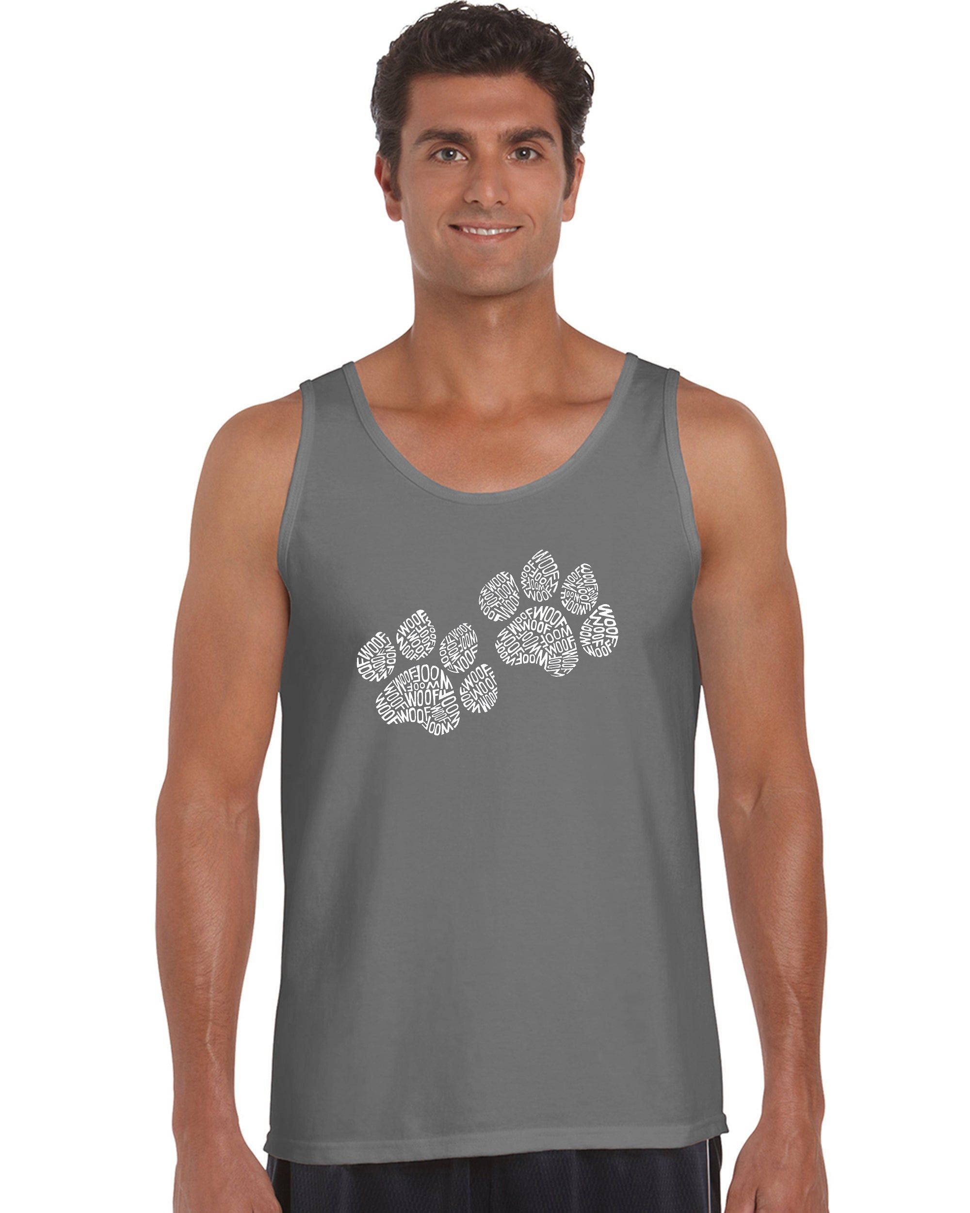 Woof Paw Prints - Men's Word Art Tank Top sold by LA Pop Art product image thumbnail 5