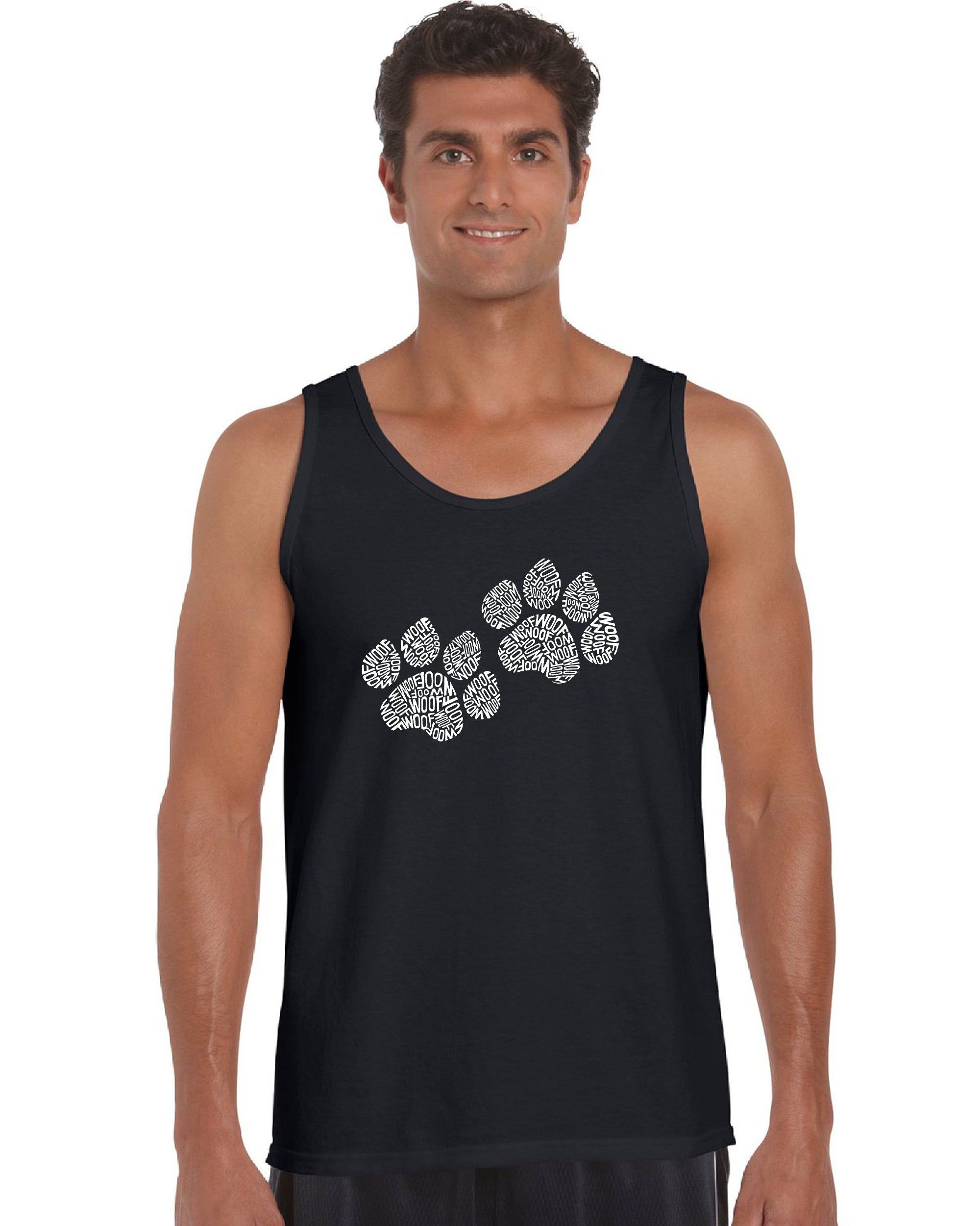 Woof Paw Prints - Men's Word Art Tank Top sold by LA Pop Art