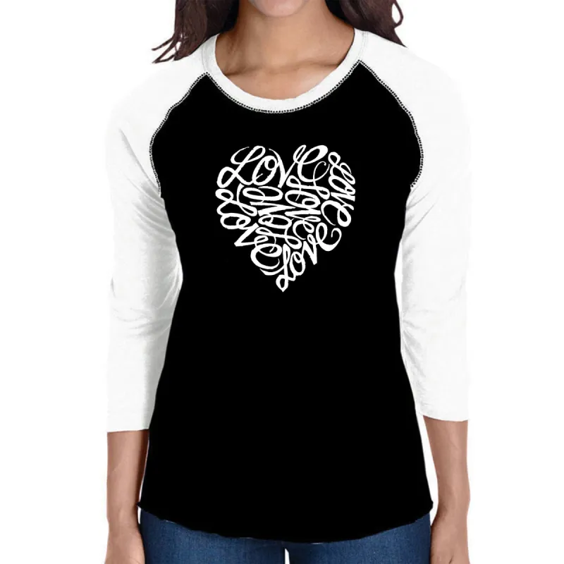 LOVE - Women's Raglan Baseball Word Art T-Shirt sold by LA Pop Art