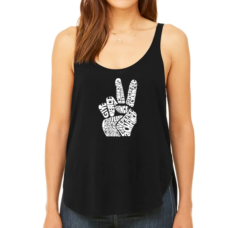 PEACE FINGERS - Women's Word Art Flowy Tank sold by LA Pop Art
