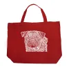 Pug Face - Large Word Art Tote Bag sold by LA Pop Art