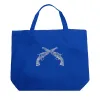 CROSSED PISTOLS - Large Word Art Tote Bag sold by LA Pop Art