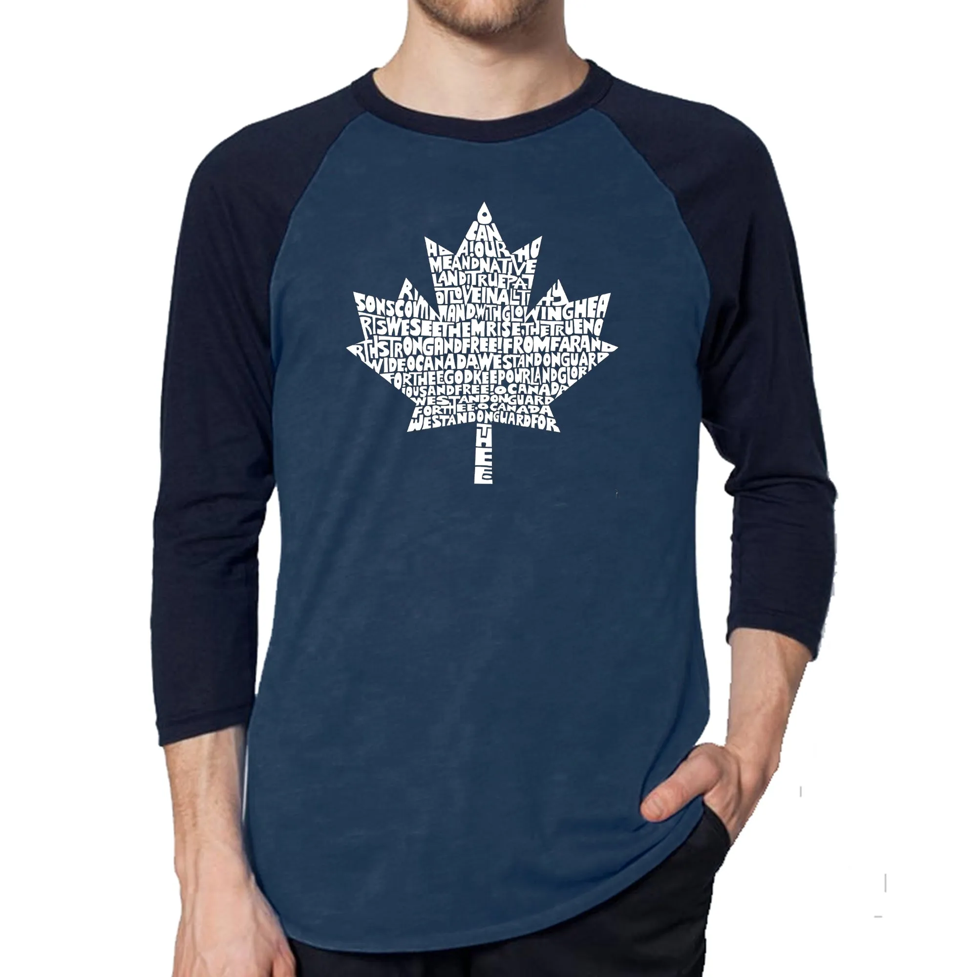 CANADIAN NATIONAL ANTHEM - Men's Raglan Baseball Word Art T-Shirt sold by LA Pop Art product image thumbnail 3