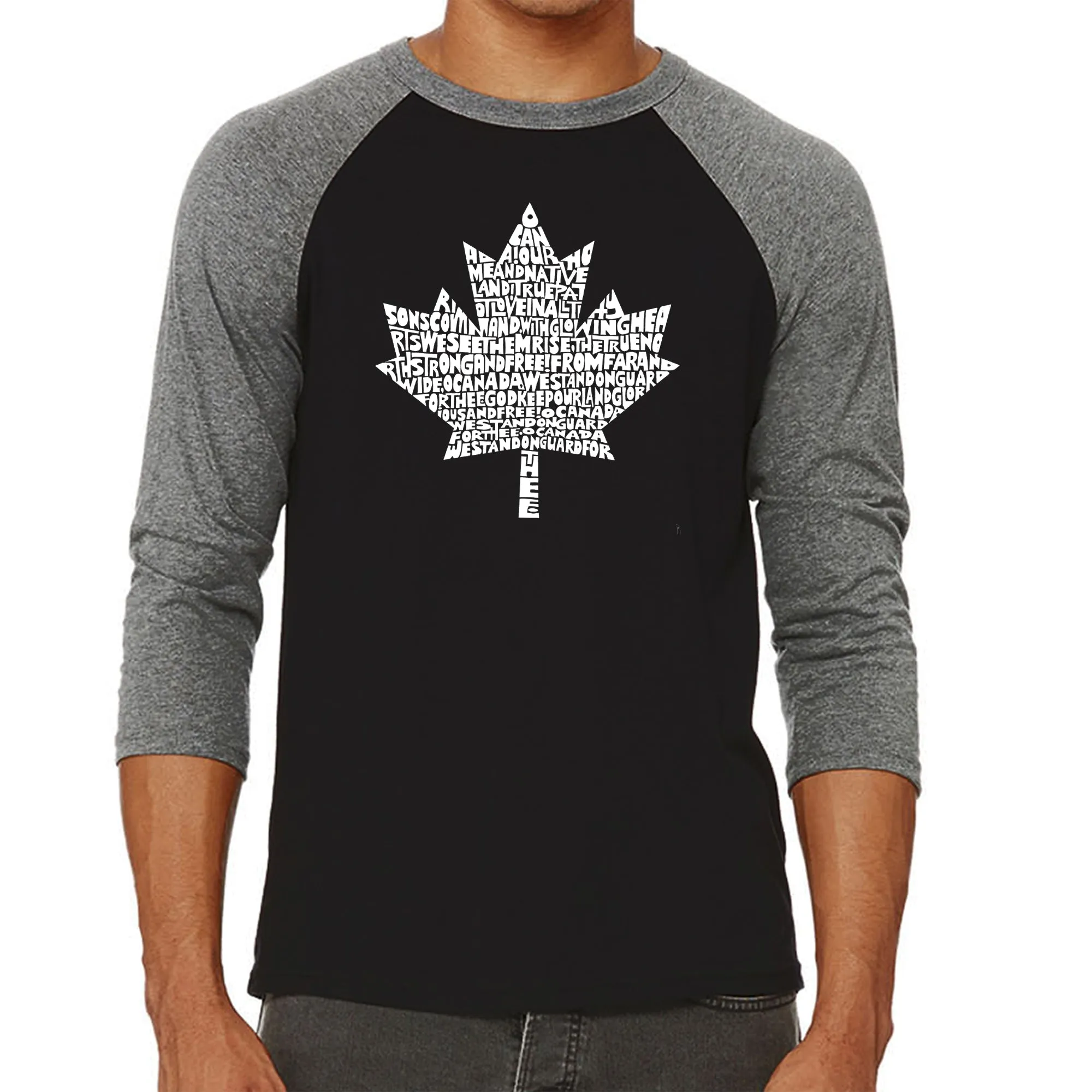 CANADIAN NATIONAL ANTHEM - Men's Raglan Baseball Word Art T-Shirt sold by LA Pop Art product image thumbnail 4