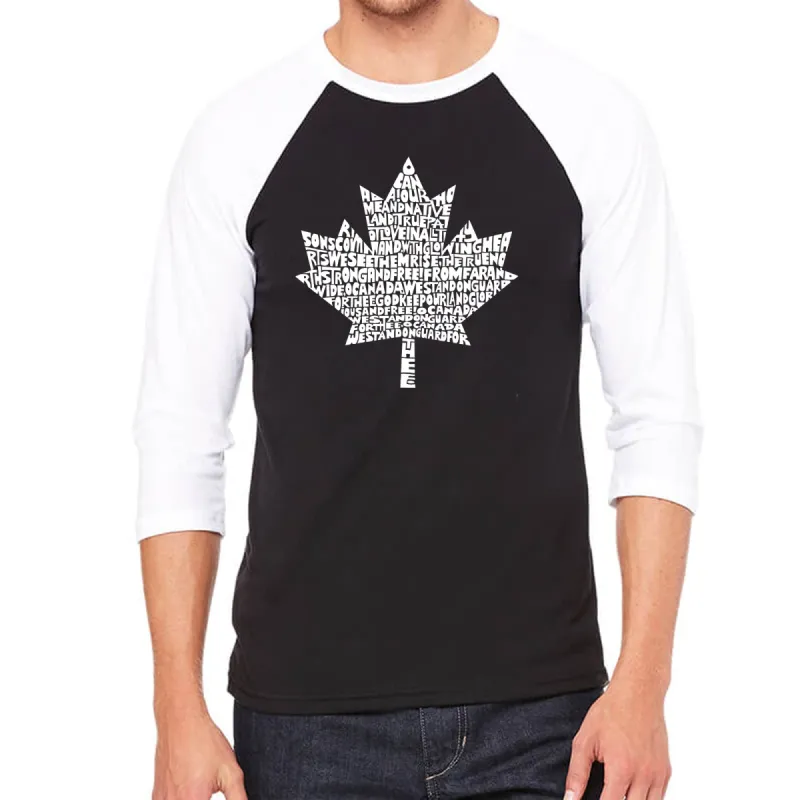 CANADIAN NATIONAL ANTHEM - Men's Raglan Baseball Word Art T-Shirt sold by LA Pop Art