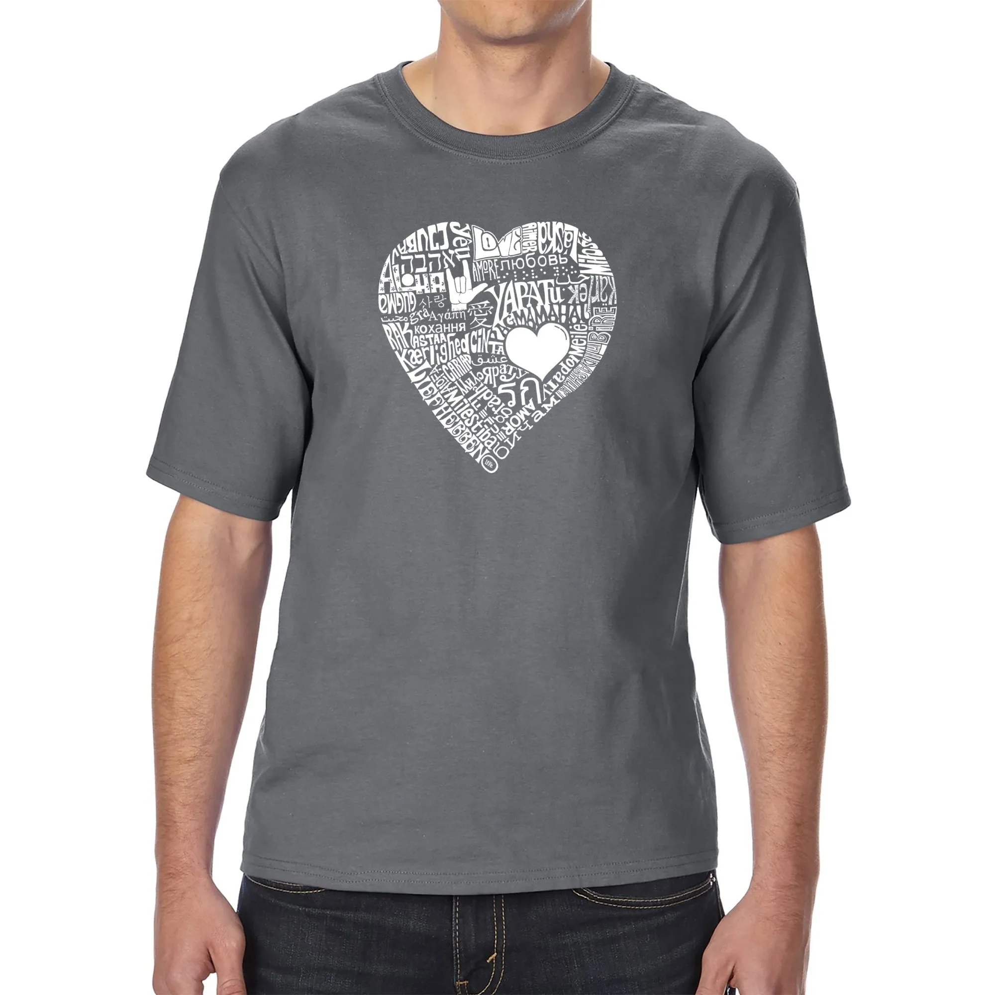 LOVE IN 44 DIFFERENT LANGUAGES - Men's Tall Word Art T-Shirt sold by LA Pop Art product image thumbnail 4