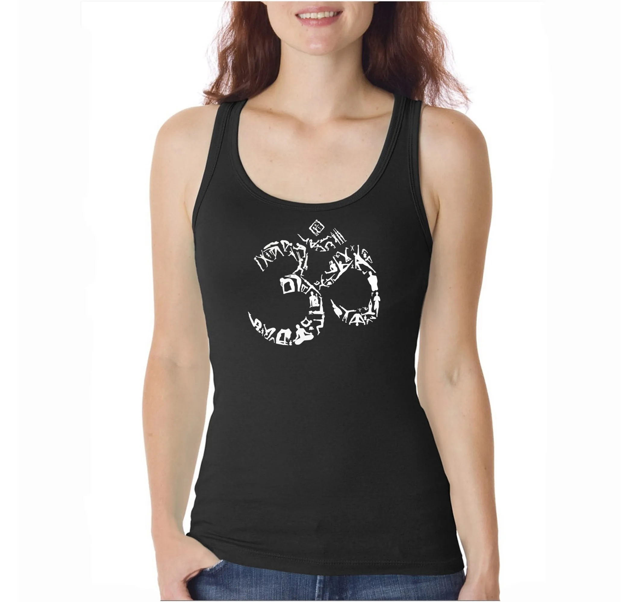 THE OM SYMBOL OUT OF YOGA POSES - Women's Word Art Tank Top sold by LA Pop Art