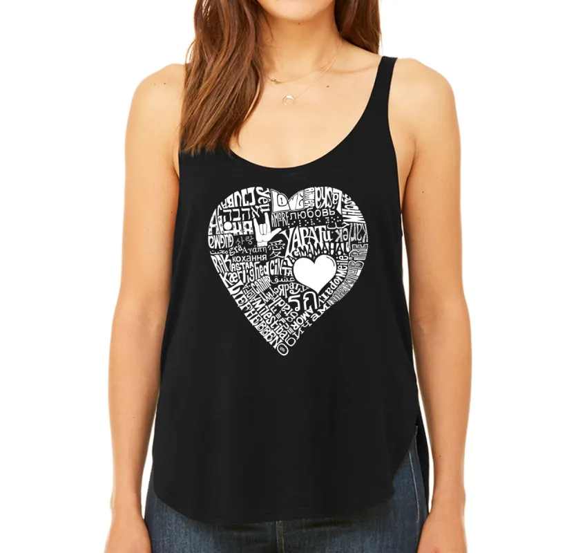 LOVE IN 44 DIFFERENT LANGUAGES - Women's Word Art Flowy Tank sold by LA Pop Art
