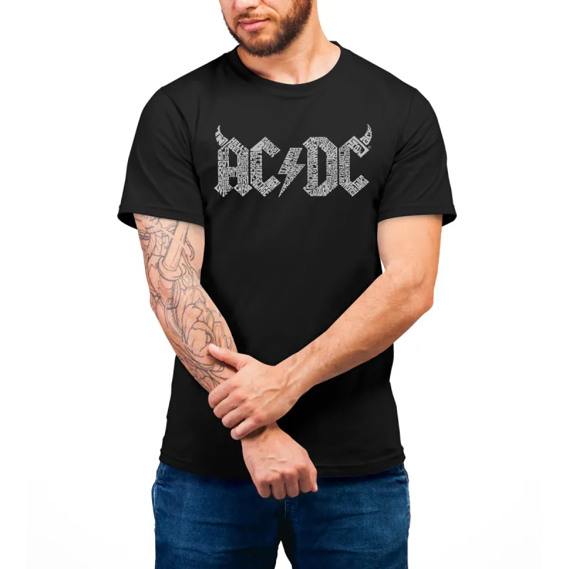 AC/DC Classic Horns Logo  - Men's Word Art T-Shirt sold by LA Pop Art