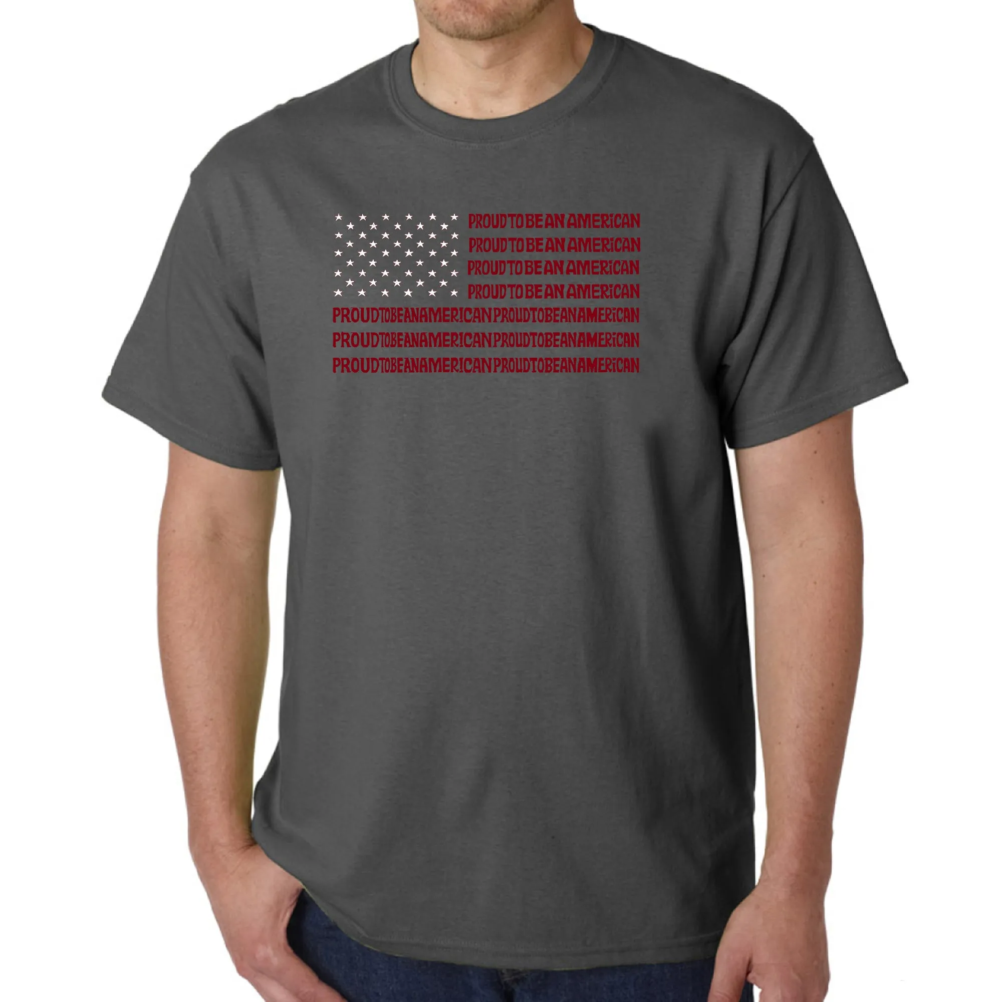 Proud To Be An American - Men's Word Art T-Shirt sold by LA Pop Art product image thumbnail 5