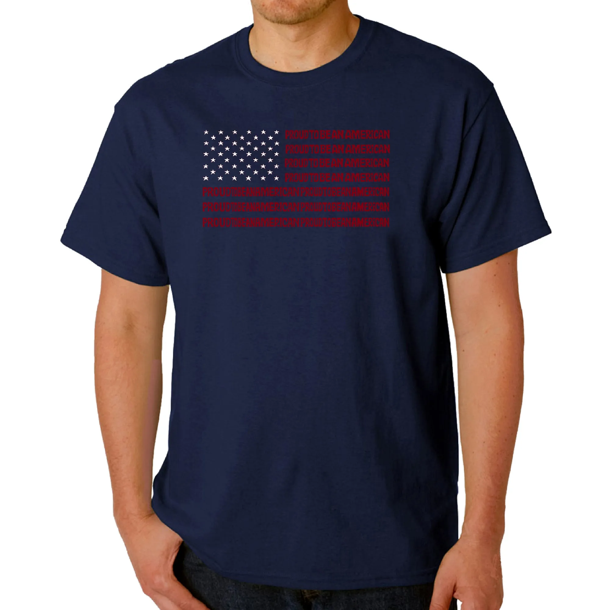 Proud To Be An American - Men's Word Art T-Shirt sold by LA Pop Art product image thumbnail 3