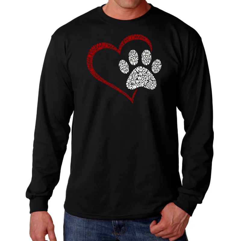 Paw Heart - Men's Word Art Long Sleeve T-Shirt sold by LA Pop Art