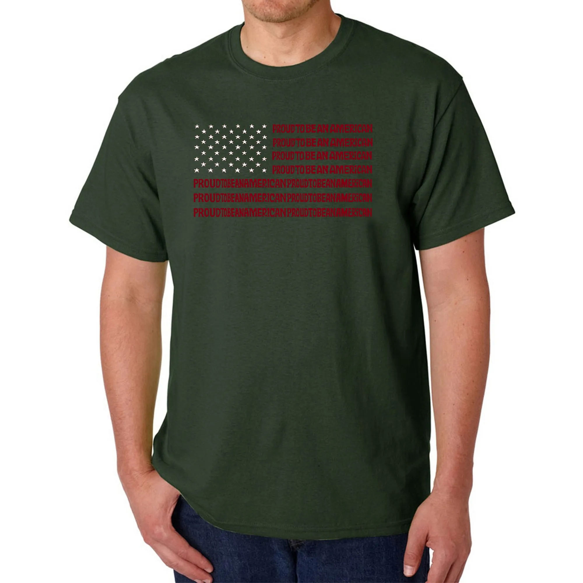 Proud To Be An American - Men's Word Art T-Shirt sold by LA Pop Art product image thumbnail 4