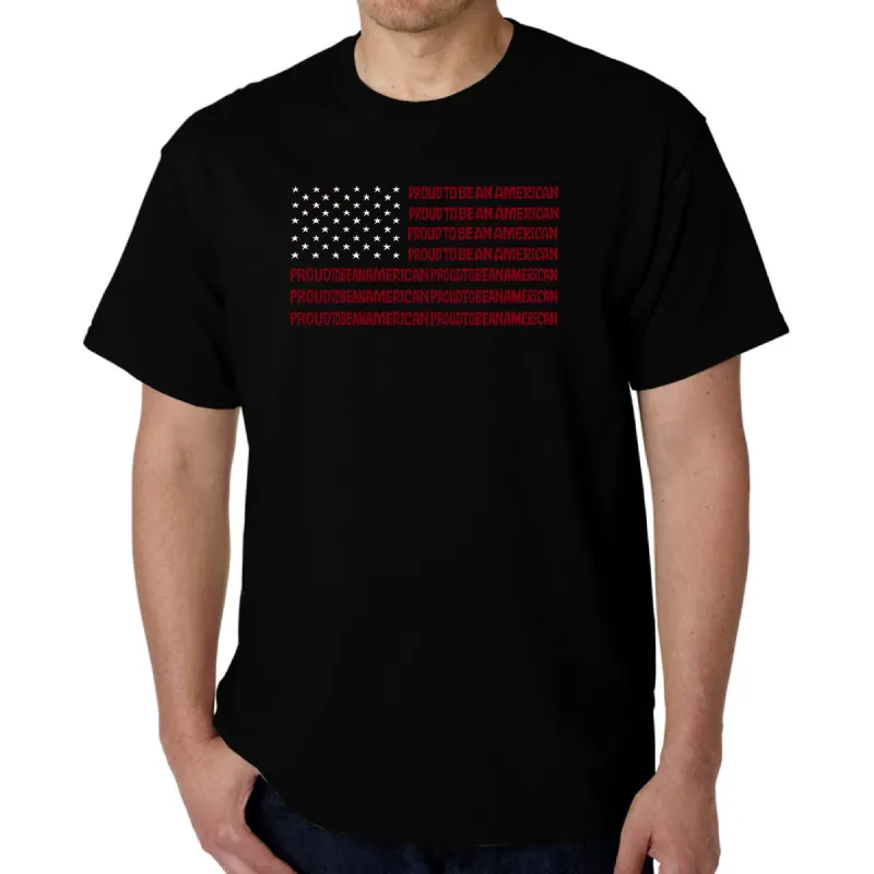 Proud To Be An American - Men's Word Art T-Shirt sold by LA Pop Art