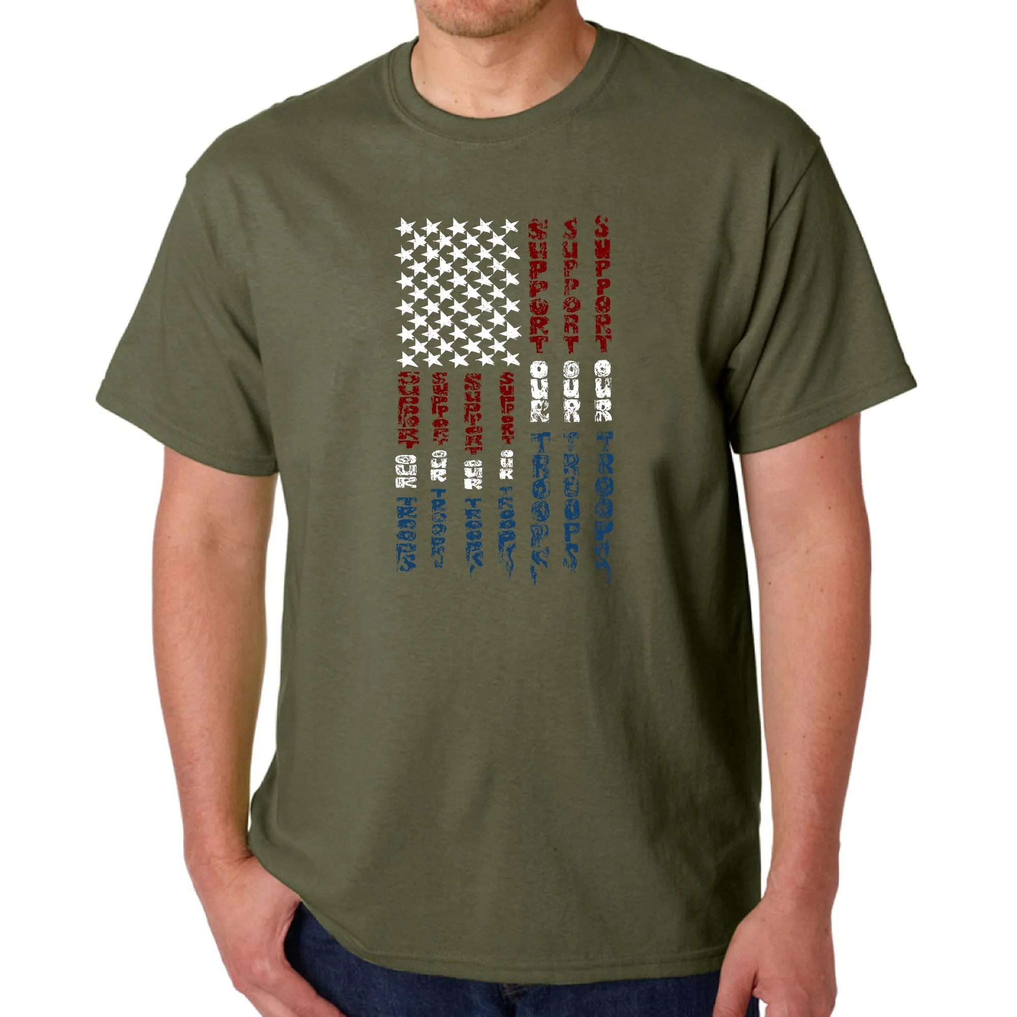 Support our Troops - Men's Word Art T-Shirt sold by LA Pop Art product image thumbnail 5