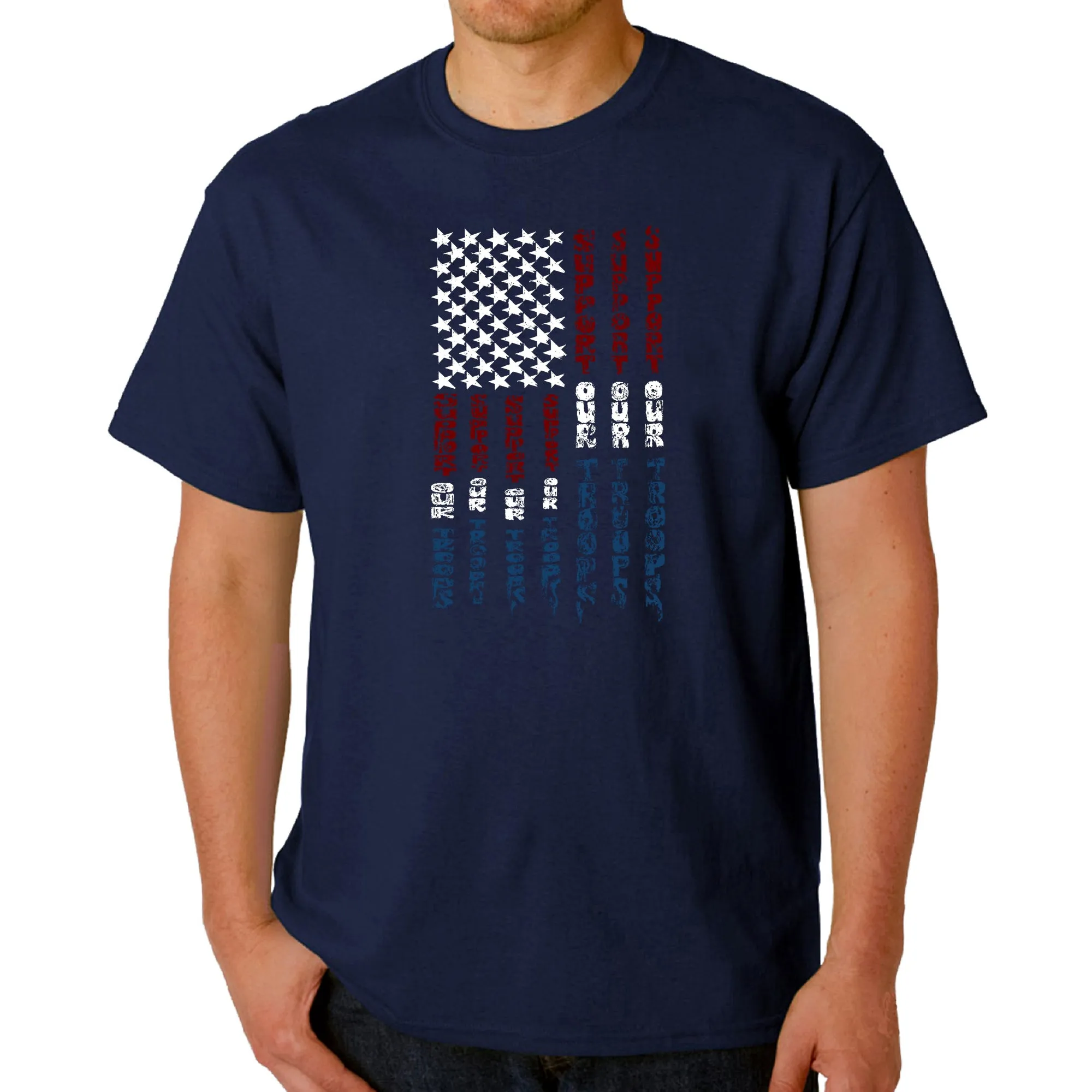 Support our Troops - Men's Word Art T-Shirt sold by LA Pop Art product image thumbnail 3