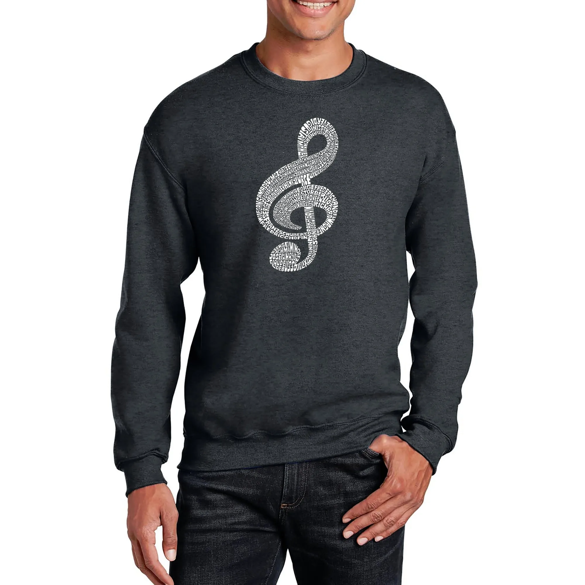 Music Note - Men's Word Art Crewneck Sweatshirt sold by LA Pop Art product image thumbnail 3