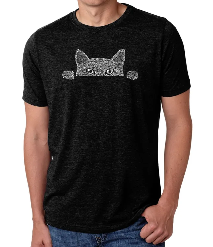 Peeking Cat - Men's Premium Blend Word Art T-Shirt sold by LA Pop Art
