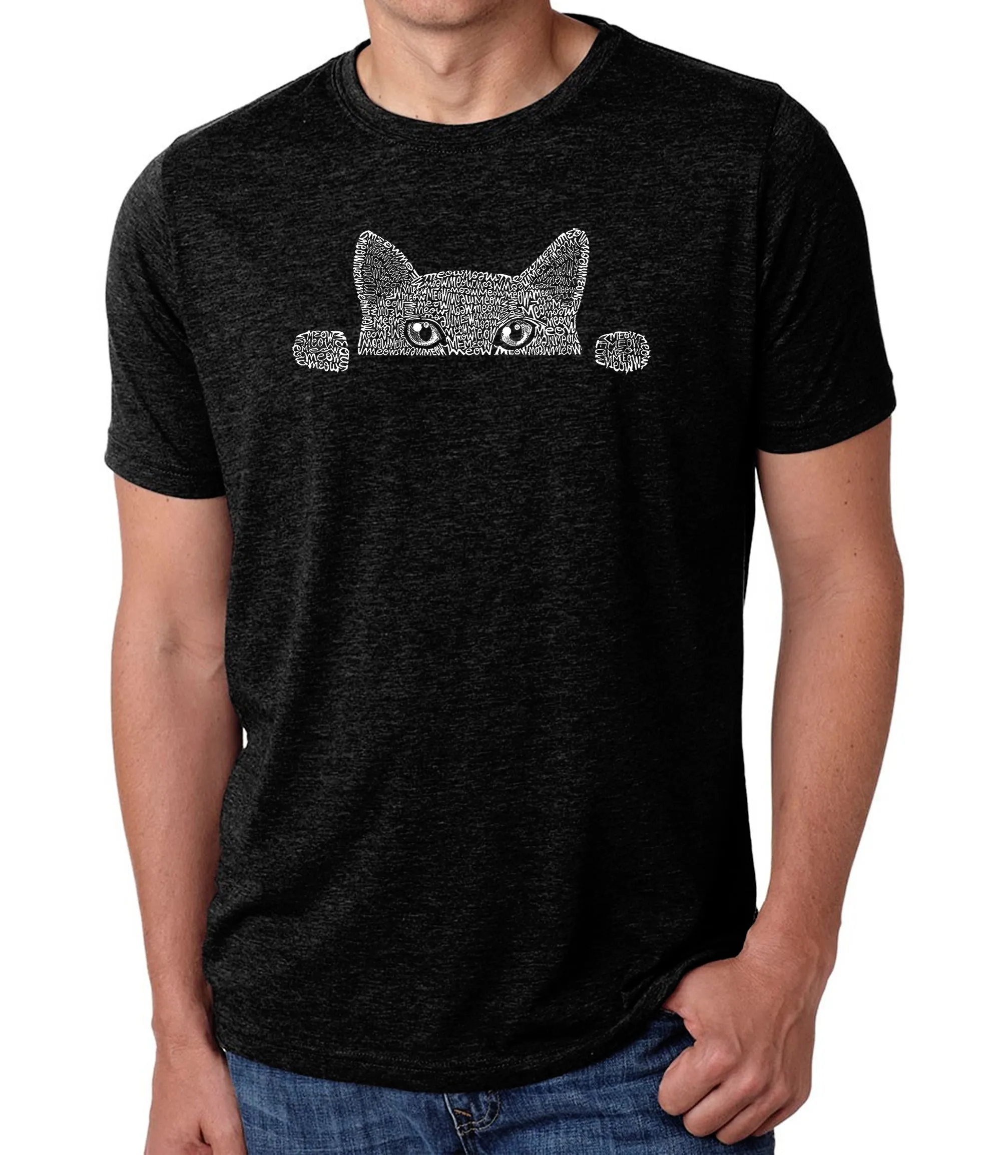 Peeking Cat - Men's Premium Blend Word Art T-Shirt sold by LA Pop Art