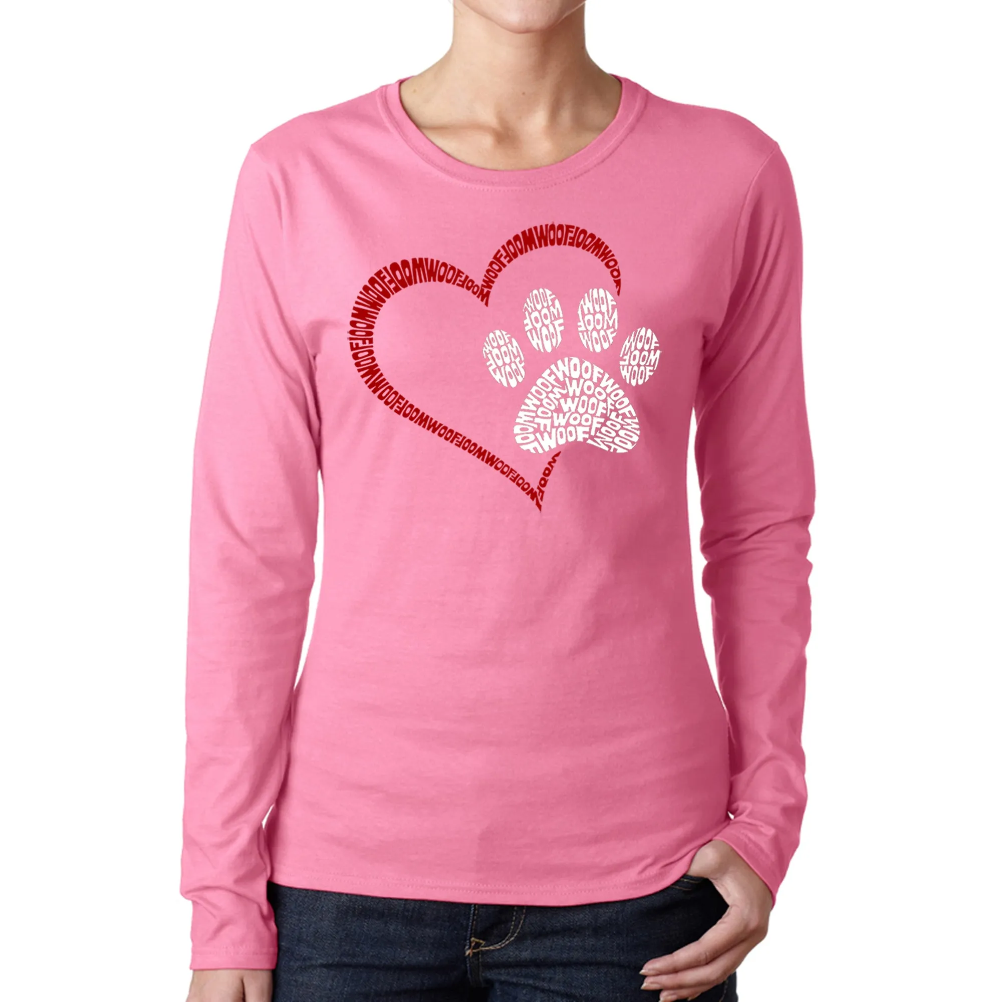 Paw Heart - Women's Word Art Long Sleeve T-Shirt sold by LA Pop Art product image thumbnail 3
