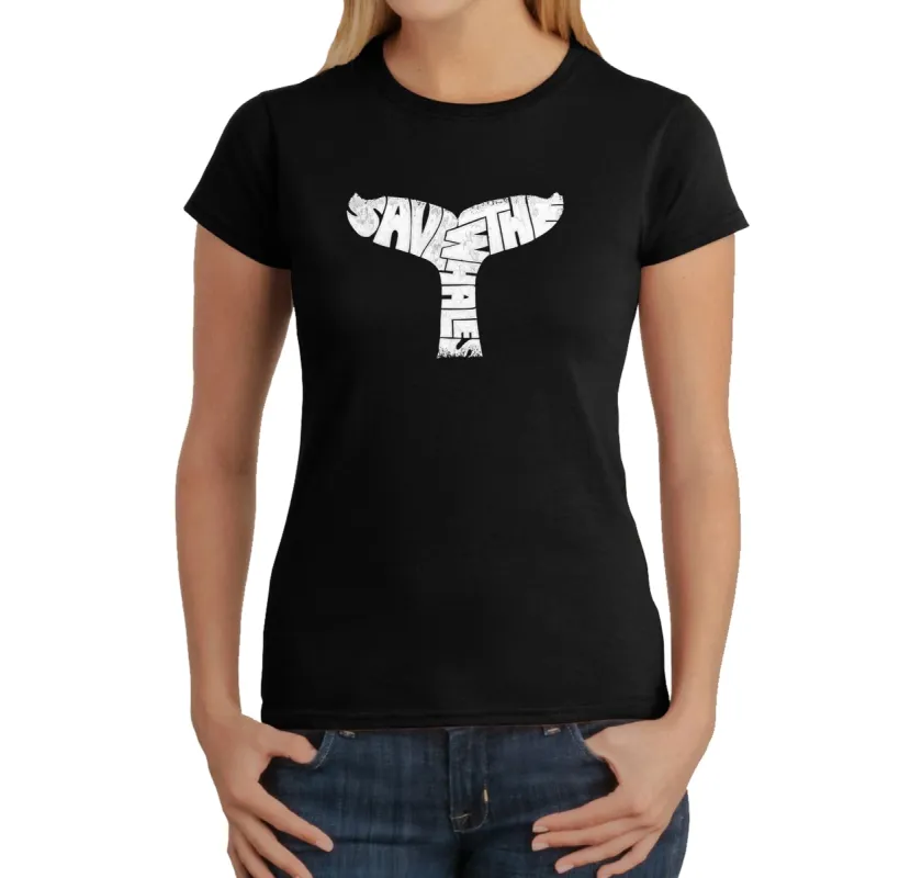 SAVE THE WHALES - Women's Word Art T-Shirt sold by LA Pop Art