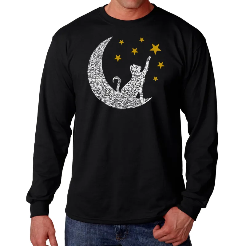 Cat Moon - Men's Word Art Long Sleeve T-Shirt sold by LA Pop Art