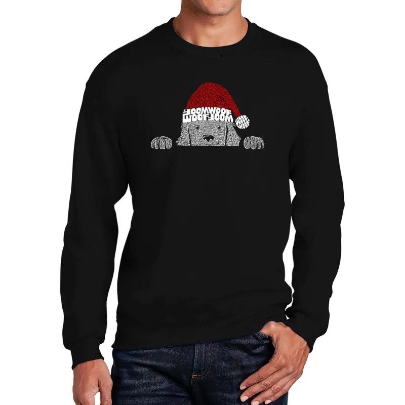 Christmas Peeking Dog - Men's Word Art Crewneck Sweatshirt made by LA Pop Art