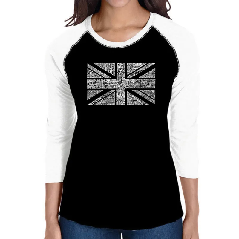 UNION JACK - Women's Raglan Baseball Word Art T-Shirt sold by LA Pop Art