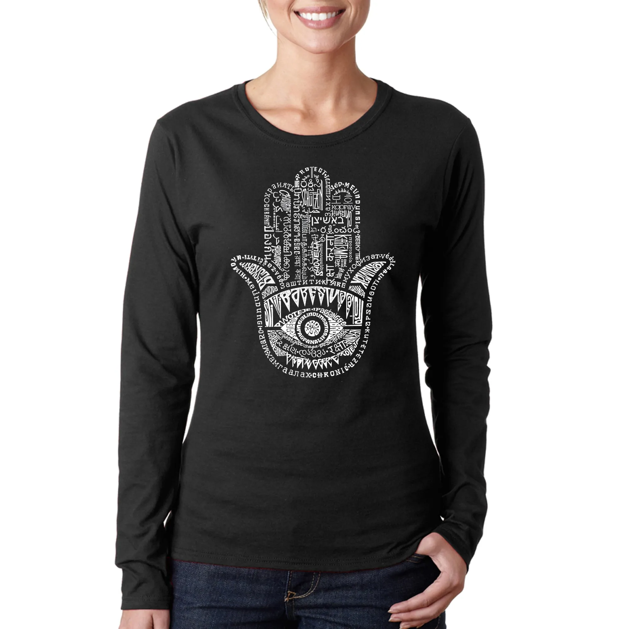 Hamsa - Women's Word Art Long Sleeve T-Shirt sold by LA Pop Art