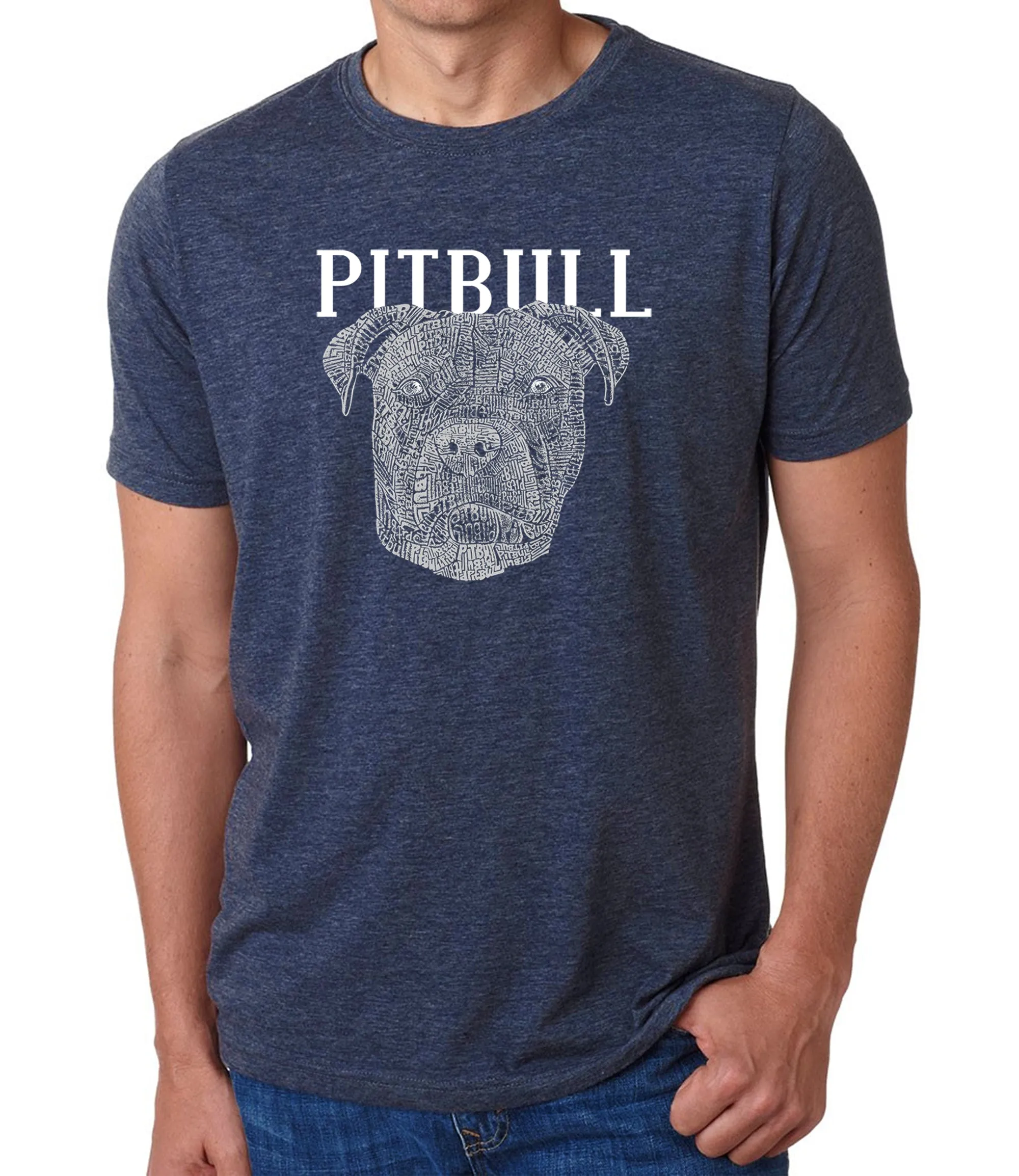 Pitbull Face - Men's Premium Blend Word Art T-Shirt sold by LA Pop Art product image thumbnail 3