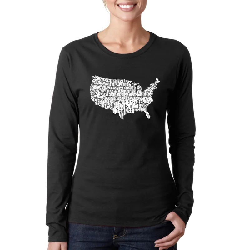 THE STAR SPANGLED BANNER - Women's Word Art Long Sleeve T-Shirt sold by LA Pop Art
