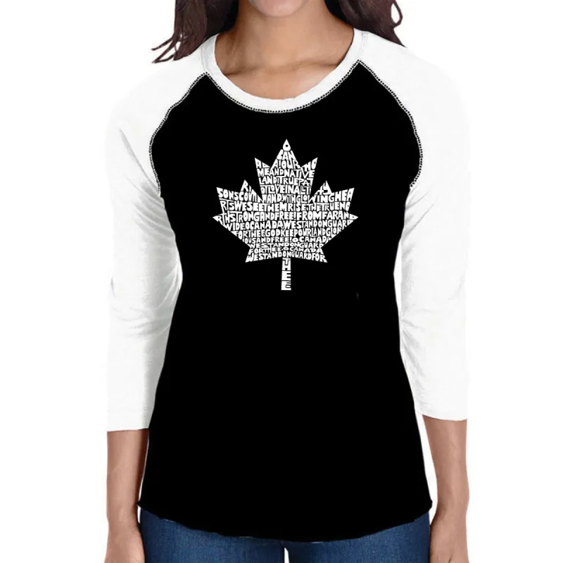 CANADIAN NATIONAL ANTHEM - Women's Raglan Baseball Word Art T-Shirt sold by LA Pop Art