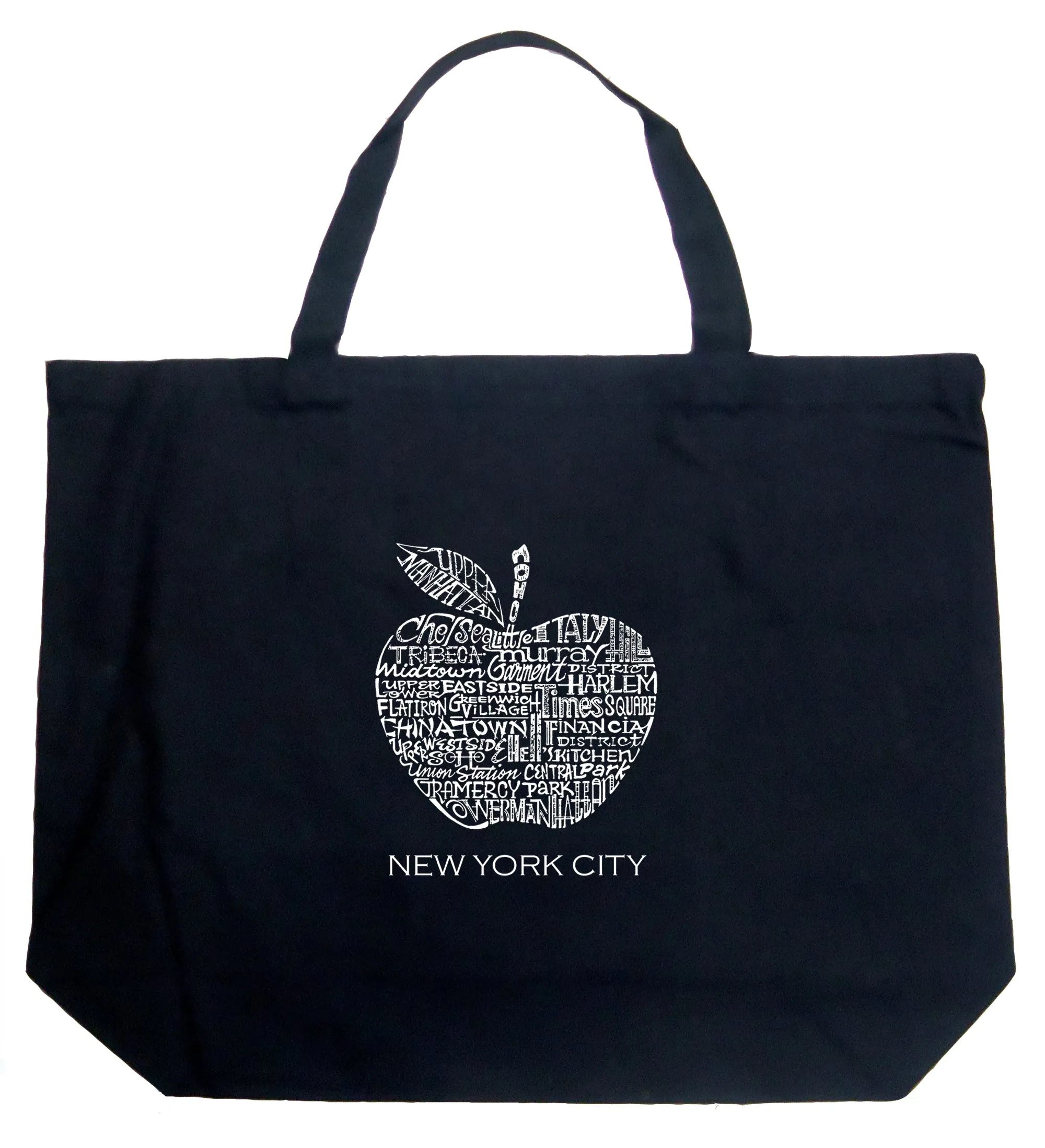 Neighborhoods in NYC - Large Word Art Tote Bag sold by LA Pop Art