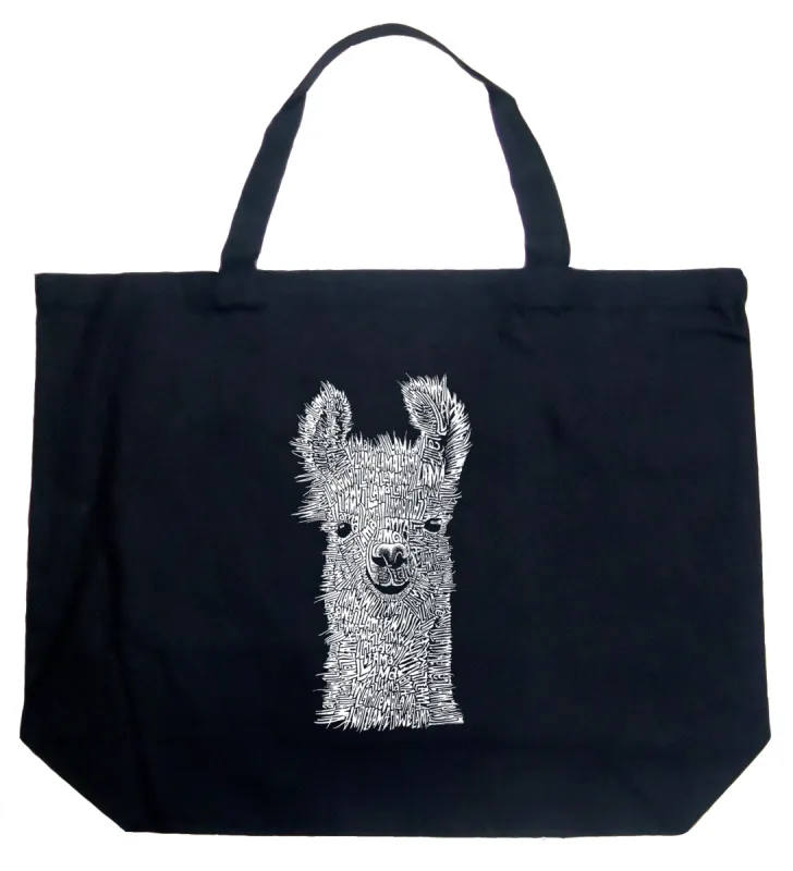 Llama - Large Word Art Tote Bag sold by LA Pop Art