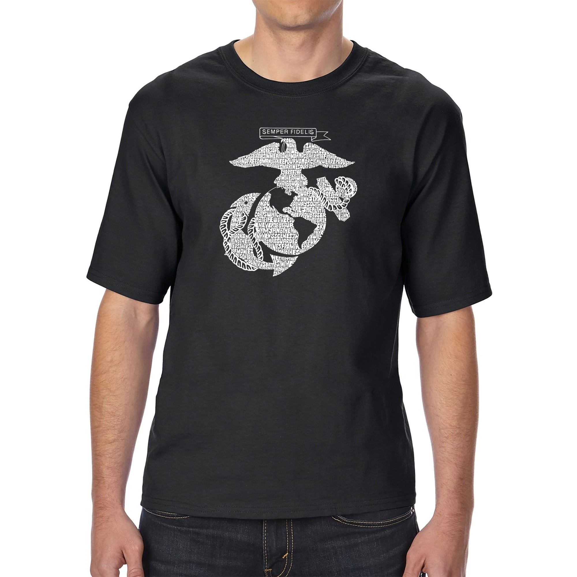 LYRICS TO THE MARINES HYMN - Men's Tall Word Art T-Shirt sold by LA Pop Art