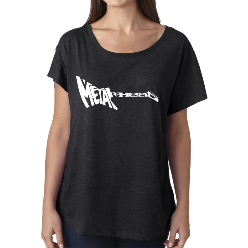 LA Pop Art Women's Dolman Word Art Shirt - Metal Head sold by LA Pop Art
