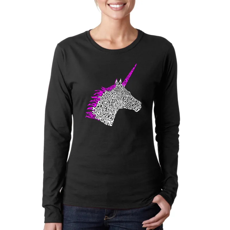 Unicorn - Women's Word Art Long Sleeve T-Shirt sold by LA Pop Art