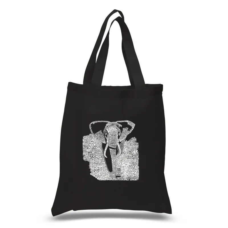 ELEPHANT - Small Word Art Tote Bag sold by LA Pop Art